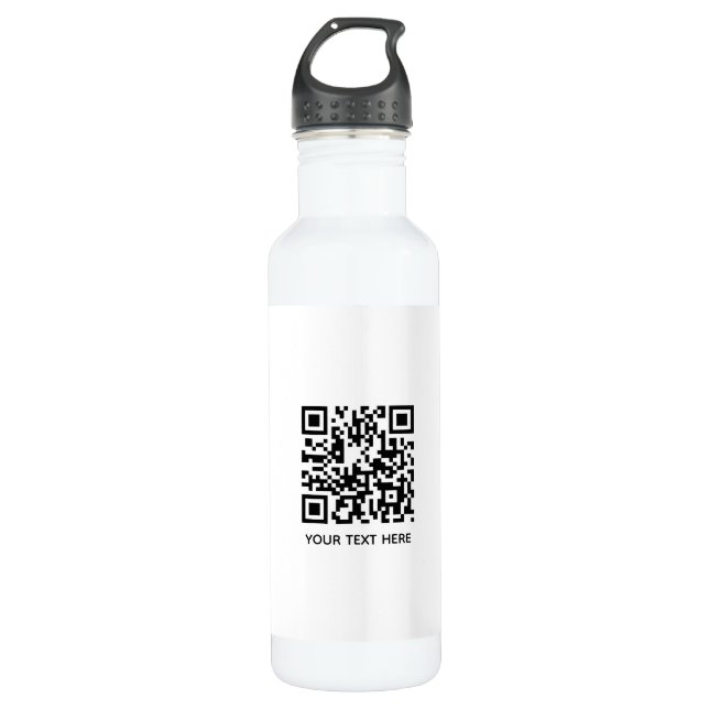 Add your own QR Code text Scan Minimal Simple lost 710 Ml Water Bottle (Front)