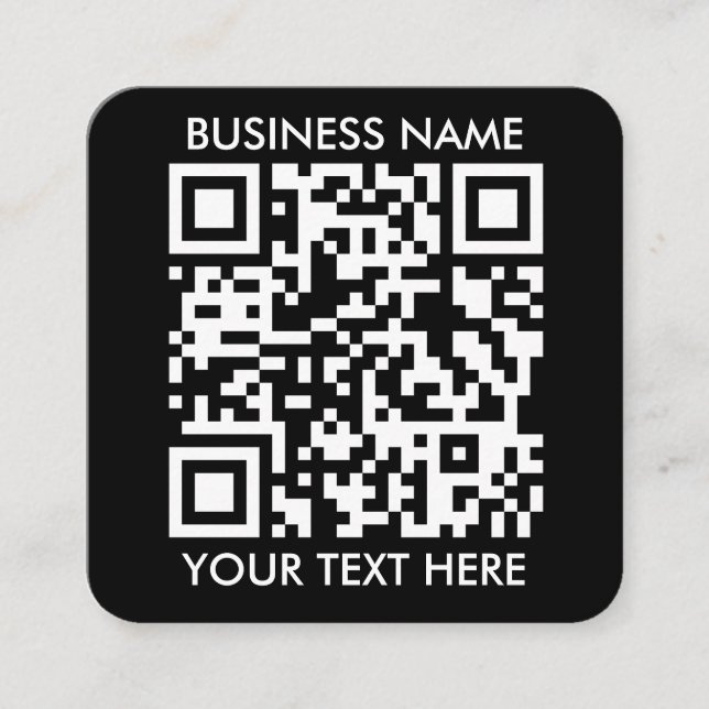 Add your own QR Code text Scan Minimal Simple  Square Business Card (Front)