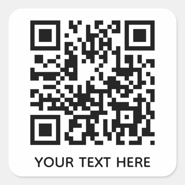 Add your own QR Code text Scan Minimal Simple Square Sticker (Front)