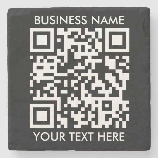 Add your own QR Code text Scan Minimal Simple Stone Coaster (Front)