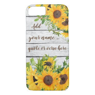 Add Your Own Quote, Name, Verse Rustic Sunflowers Case-Mate iPhone Case
