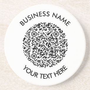 Add your own round QR Code Scan Minimal Simple Coaster