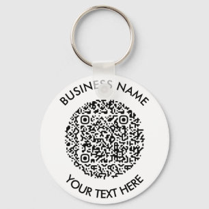 Add your own round QR Code Scan Minimal Simple  Keychain