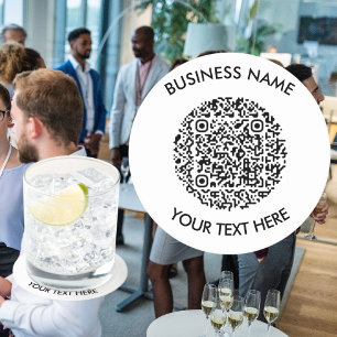 Add your own round QR Code Scan Minimal Simple Round Paper Coaster