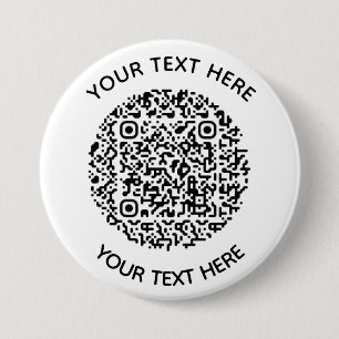 Add your own round QR Code text Scan Minimal  3 Inch Round Button