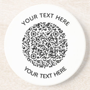 Add your own round QR Code text Scan Minimal Coaster