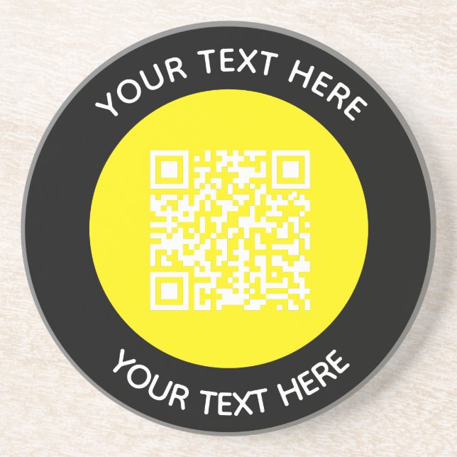 Add your own round QR Code text Scan Minimal  Coaster (Front)