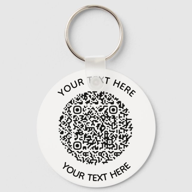 Add your own round QR Code text Scan Minimal Keychain (Front)