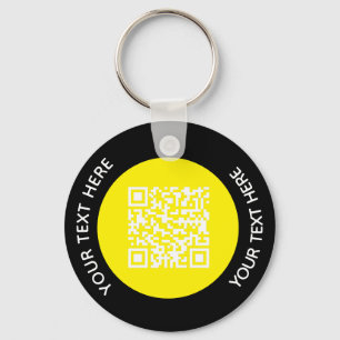 Add your own round QR Code text Scan Minimal  Keychain