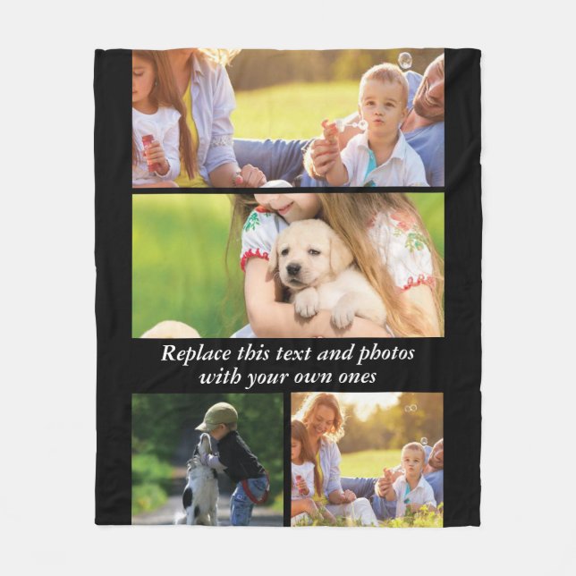 Add your own text and photos fleece blanket (Front)