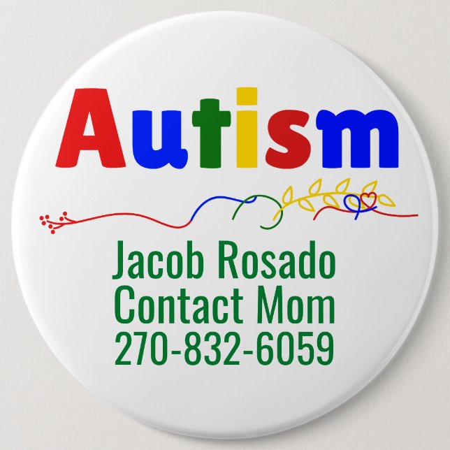 Add Your Own Text - Autism Pin Round Button (Front)
