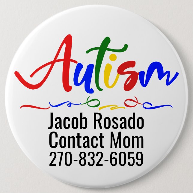 Add Your Own Text - Autism Pin Round Button (Front)
