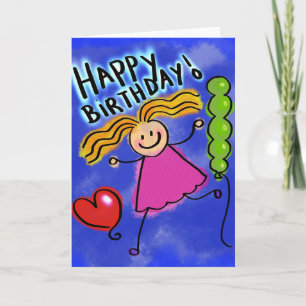 Add Your Own Text: Cartoon Girl Card