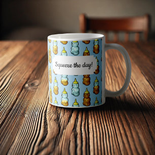 Add Your Own Text Cute Honey Bear Bottle Pattern Coffee Mug