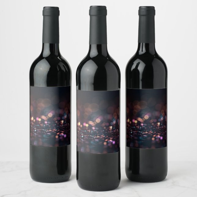 Add Your Own Text - Deep Purple Glitter Wine Label (Bottles)