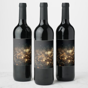 Add Your Own Text - Gold Bokeh Glitter Wine Label