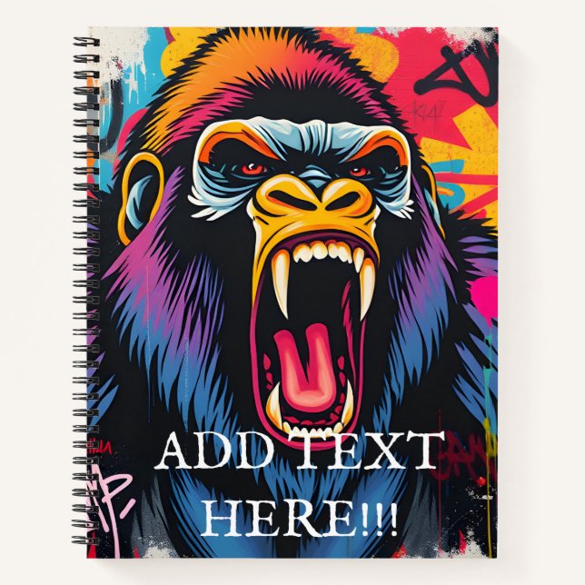ADD YOUR OWN TEXT Gorilla  Notebook (Front)