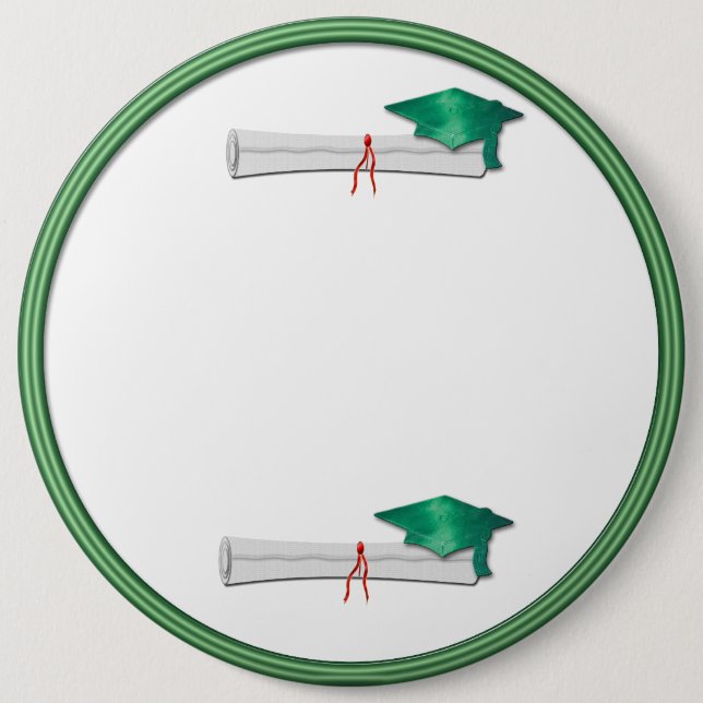 Add Your Own Text Green Graduation Button (Front)