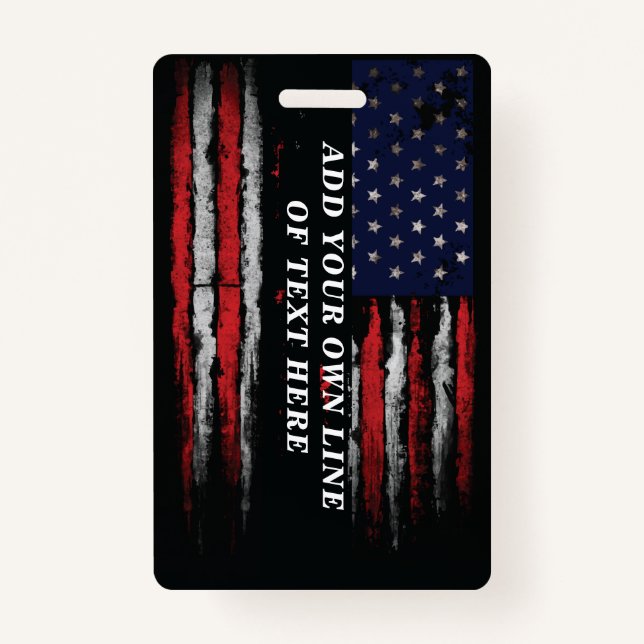 Add your own text on grunge American flag Badge (Front)