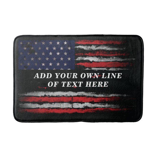 Add your own text on grunge American flag Bath Mat (Front)