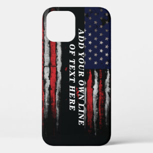 Add your own text on grunge American flag iPhone 12 Case