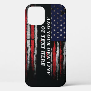 Add your own text on grunge American flag iPhone 12 Pro Case