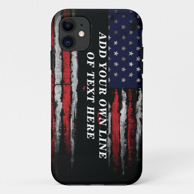 Add your own text on grunge American flag Case-Mate iPhone Case (Back)