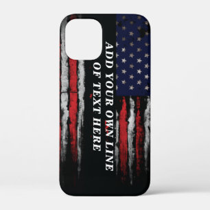 Add your own text on grunge American flag iPhone 12 Mini Case