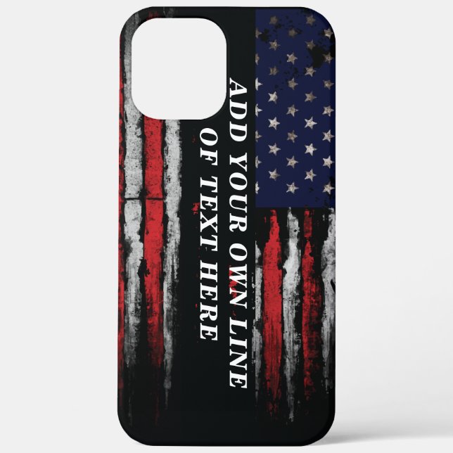 Add your own text on grunge American flag Case-Mate iPhone Case (Back)