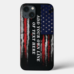 Add your own text on grunge American flag iPhone 13 Case