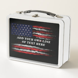 Add your own text on grunge American flag Metal Lunch Box