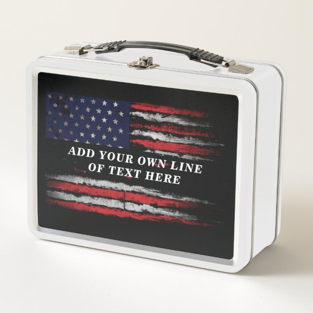 Add your own text on grunge American flag Metal Lunch Box (Front)