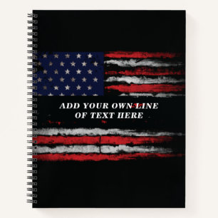 Add your own text on grunge American flag Notebook