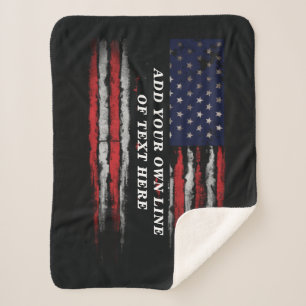 Add your own text on grunge American flag Sherpa Blanket