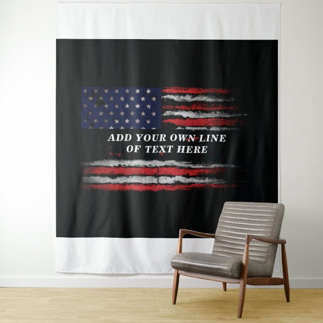 Add your own text on grunge American flag Tapestry (In Situ)