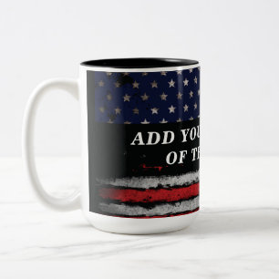 Add your own text on grunge American flag Two-Tone Coffee Mug
