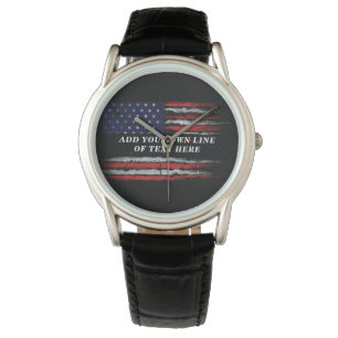Add your own text on grunge American flag Watch