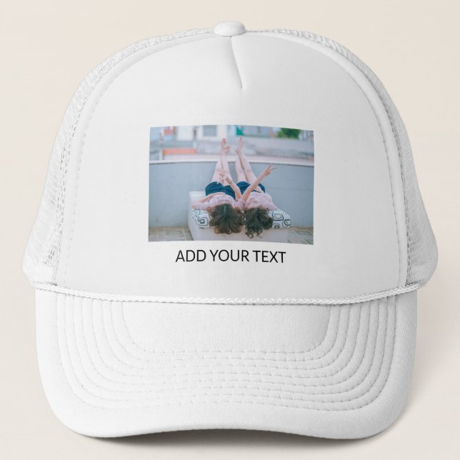 Add Your Own Text & Photo Personalized Trucker Hat (Front)