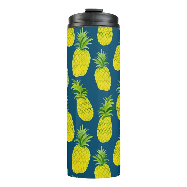 Add your own text! Pineapple Party Watercolor Thermal Tumbler (Front)