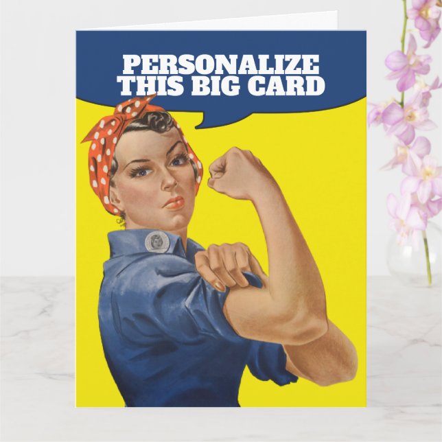 Add Your own Text Rosie the Riveter Personalized Card (Orchid)