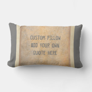add your own text stripes neutral grey and brown lumbar pillow