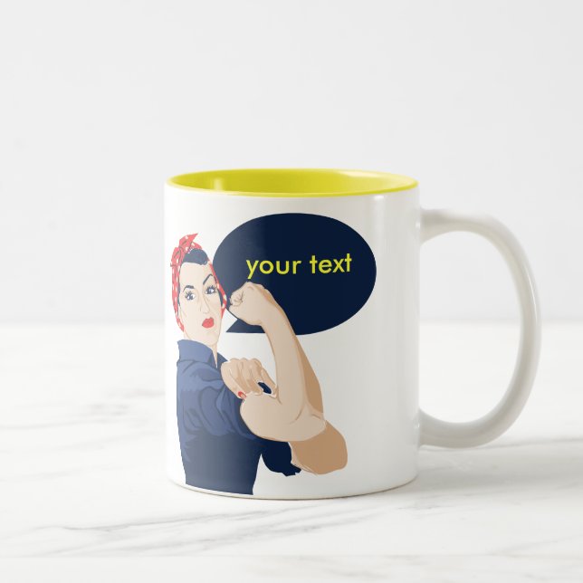 Add your own text to rosie riveter Two-Tone coffee mug (Right)