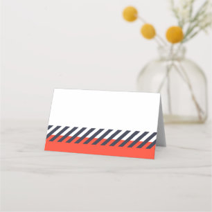 Add Your Own Text Trendy Orange and Blue Stripes Place Card