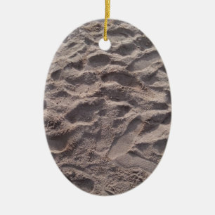 Add your own text, writing in sand, sunny beach ceramic ornament