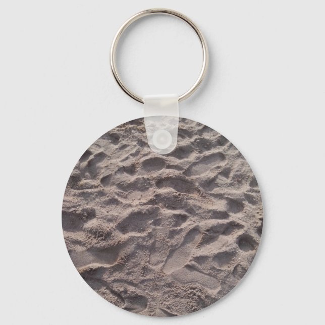 Add your own text, writing in sand, sunny beach keychain (Front)