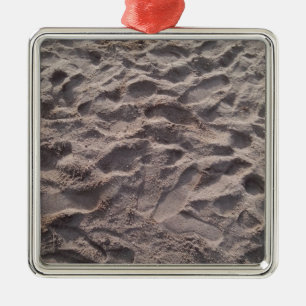 Add your own text, writing in sand, sunny beach metal ornament