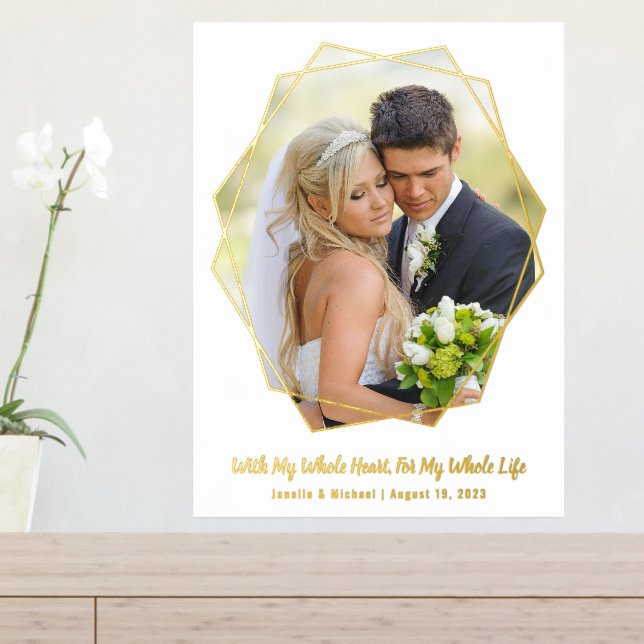 Add Your Own Wedding Photo Real Gold Foil Print (In Situ (Entry Table))