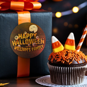 Add Your Own Words Custom Halloween Monster Classic Round Sticker