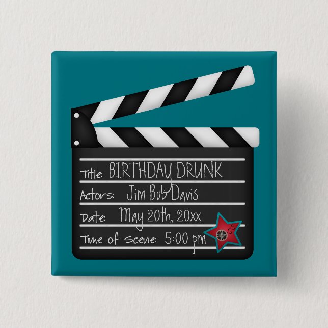 Add Your Own Words Movie Director Clapboard 2 Inch Square Button (Front)