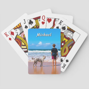 Add Your Pet Photo Playing Cards Gift Custom Name